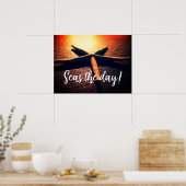 Grijp de dag mooie zeester zonsondergang strand fo poster (Keuken)