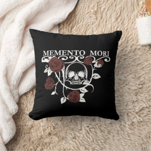 Grijp de Dag - Rode Rozen - Memento Mori Schedel Kussen