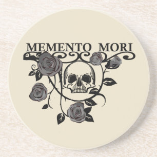 Grijp de Dag - Zwarte Rozen - Memento Mori Schedel Zandsteen Onderzetter