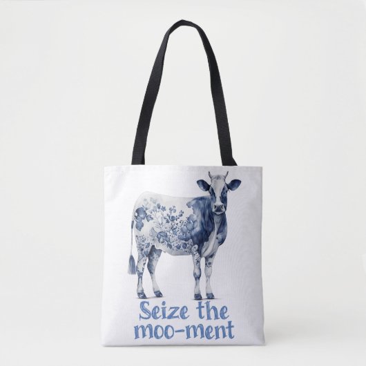 "Grijp het Moo-oment" Aangepaste Monogram Draagtas (Voorkant)