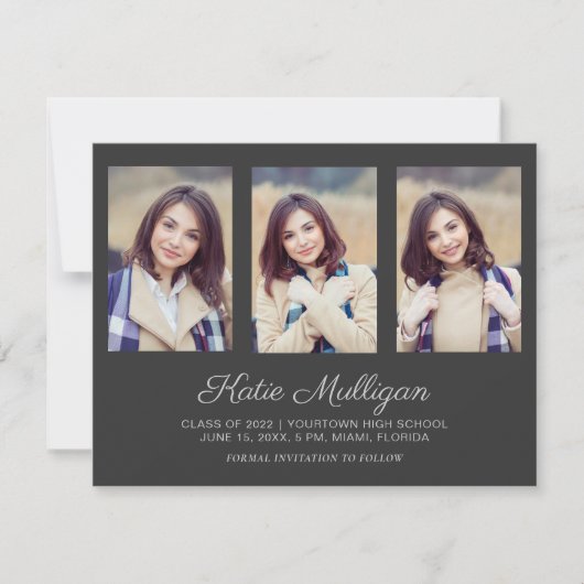 Grijs 4 Foto Afstuderen Opslaan Datum bekendmaking (Voorkant)