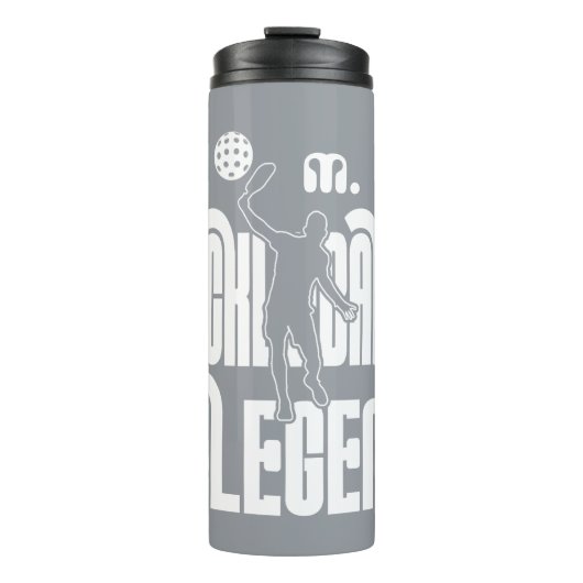Grijs Aangepast Monogram Pickleball Legend Thermosbeker (Voorkant)