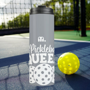 Grijs Aangepast Monogram Pickleball Queen Thermosbeker