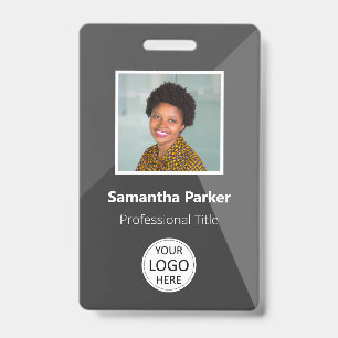Grijs aangepast personeelslid - foto-ID, logo, str Badge