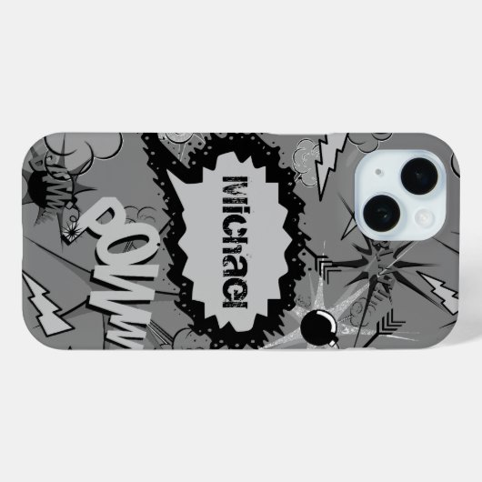 Grijs aangepast strippatroon Retro Aangepast, aang Case-Mate iPhone Case (Achterkant (horizontaal))