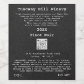 Grijs Aangepaste QR Code LOGO Beschrijving Wijn Etiket (Enkel label)