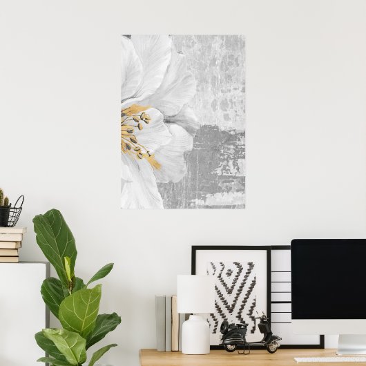 Grijs Abstract Botanisch Schilderen Wall Art Poste Poster (Thuiskantoor)