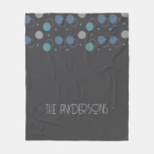 Grijs abstract met monogram fleece deken (Voorkant)