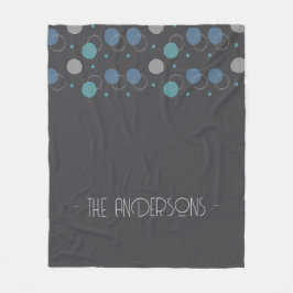 Grijs abstract met monogram fleece deken