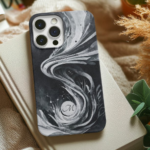 Grijs Abstracte Kunst Water Swirl Waterverf Canvas iPhone 13 Hoesje
