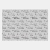 Grijs Afstudeerder Naam Script Modern Inpakpapier Vel (Voorkant)