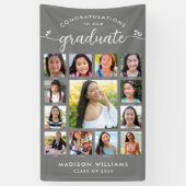 Grijs Afstuderen K-12 Script Photo Collage Modern Spandoek (Verticaal)