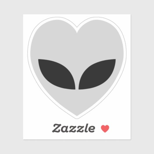Grijs Alien Love Heart Sticker (Vel)