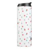 Grijs Aqua en Coral Confetti Stippen Monogram Thermosbeker (Gedraaid links)