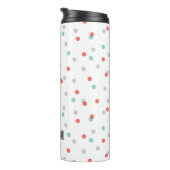 Grijs Aqua en Coral Confetti Stippen Monogram Thermosbeker (Geroteerd rechts)