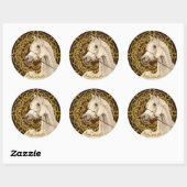 Grijs Arabisch paard ronde sticker (Vel)