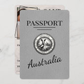 Grijs Australisch paspoort Bewaar de datum Save The Date (Voorkant / Achterkant)