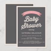 Grijs  Baby shower Typografie Kaart (Voorkant / Achterkant)