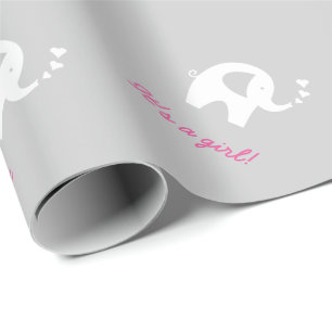 Grijs baby shower verpakkend document met leuke cadeaupapier