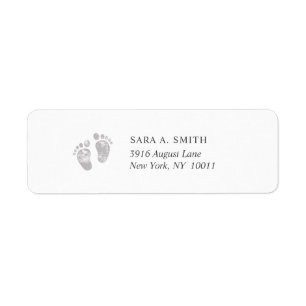 Grijs Baby Voetafdruk Retouradres label