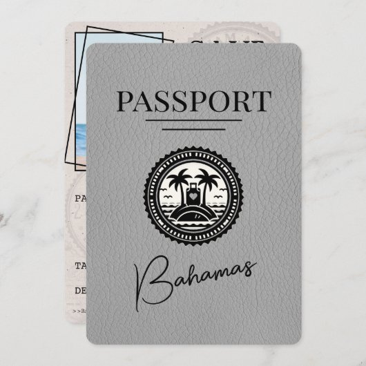 Grijs Bahamas paspoort Bewaar de datum Save The Date (Voorkant / Achterkant)