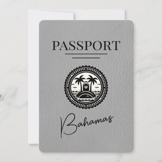 Grijs Bahamas paspoort Bewaar de datum Save The Date (Voorkant)