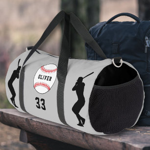 Grijs Baseball Speler Silhouet Naam Nummer Plunjezak