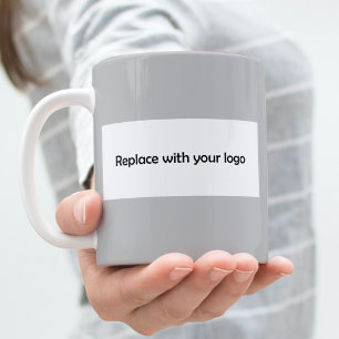 Grijs bedrijf logo rechthoekig koffiemok