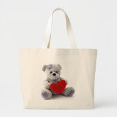 Grijs Beer met hart Grote Tote Bag (Voorkant)