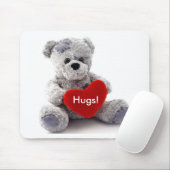 Grijs Beer met hart Muismat (Met muis)