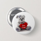 Grijs Beer met hart Ronde Button 5,7 Cm (Voorkant /achterkant)