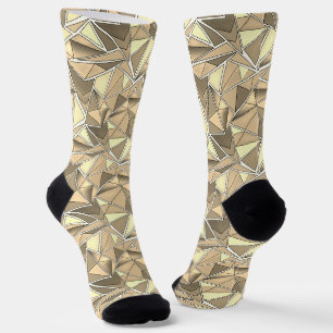grijs beige geometrische vormen patroon modern sokken