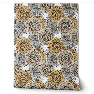 Grijs beige patroon Arabische mandala oosterse sti Behang