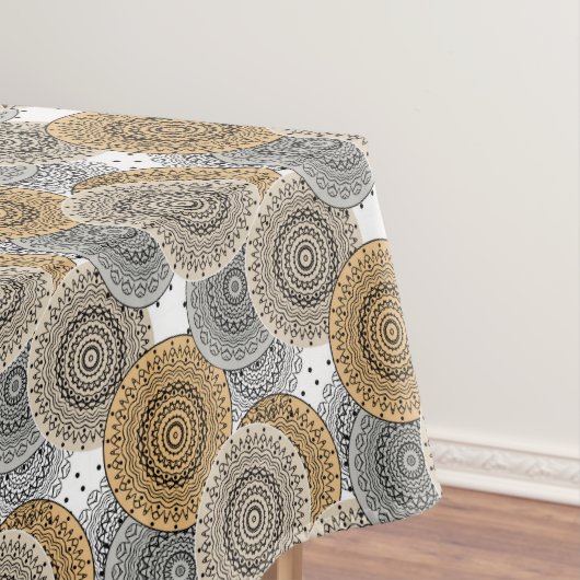 Grijs beige patroon Arabische mandala oosterse sti Tafelkleed (Voorbeeld)