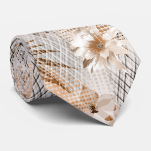 Grijs, beige tropisch patroon. stropdas