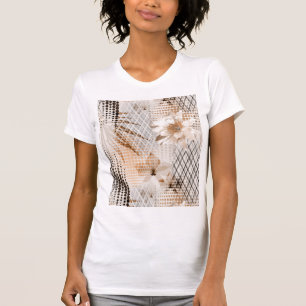 Grijs, beige tropisch patroon. t-shirt