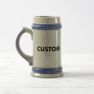 Grijs & Blauw Aangepaste Bierpul Lege Sjabloon 650