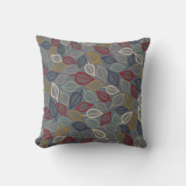 Grijs & Blauw Blad Decoratief Sierkussen