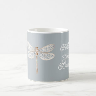 Grijs Blauw Brons Witte Libel Koffiemok