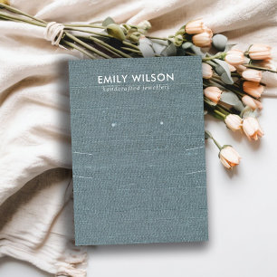 GRIJS BLAUW BURLAP LANG KETTING OORBEL DISPLAY VISITEKAARTJE