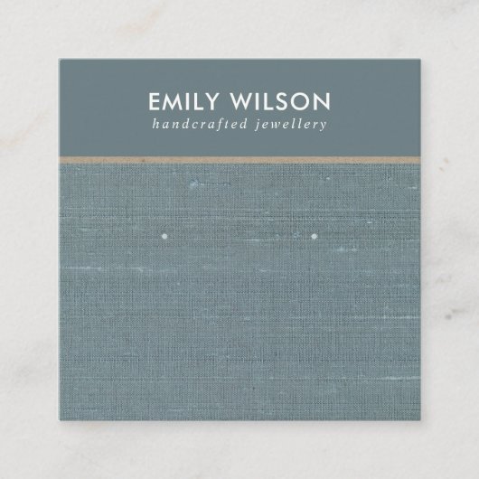 GRIJS BLAUW BURLAP LINNEN STUD OORBEL DISPLAY KAAR VIERKANTE VISITEKAARTJE (Voorkant)