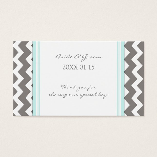 Grijs Blauw Chevron Bruiloft Favor Labels Visitekaartjes (Voorkant)
