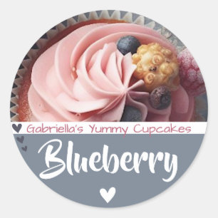 Grijs Blauw Cupcake Fotosjabloon Baking Label