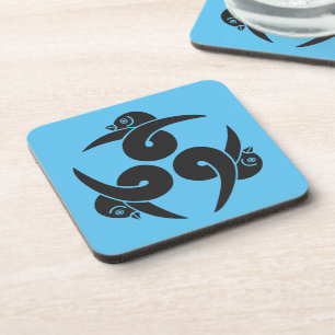 Grijs Blauw Drie Ganzen Japan Mon Oriental Bier Onderzetter