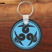 Grijs Blauw Drie Ganzen Japan Mon Oriental Sleutelhanger (Voorkant)