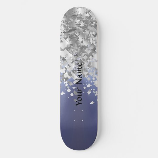 Grijs blauw en faux glitter skateboard (Voorkant)
