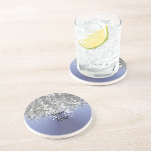 Grijs blauw en faux glitter zandsteen onderzetter