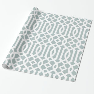Grijs blauw en wit Trellis Pattern Cadeaupapier