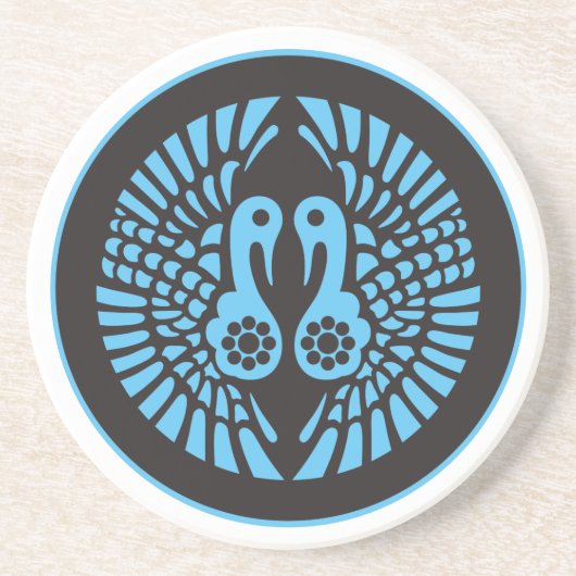 grijs blauw Ikko Ikki Japan Mon Grafische Coas Zandsteen Onderzetter (Voorkant)