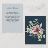 Grijs Blauw monochroom BRUILOFT Details Routebesch Informatiekaartje (Voorkant / Achterkant)